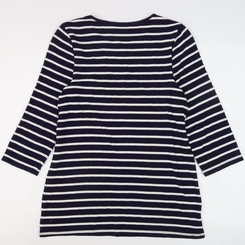 Roman Women's Blue Striped Tunic, Size 10, 3/4 Sleeve