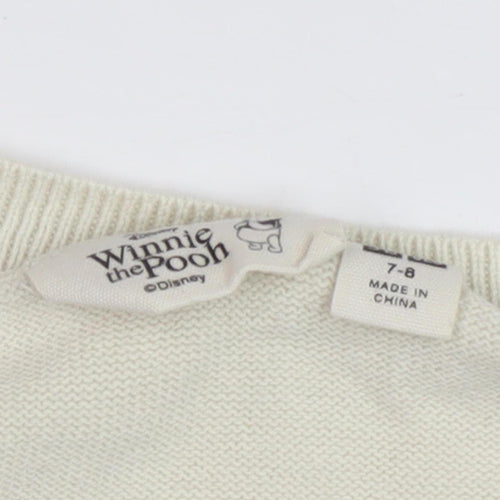 Uniqlo Girls Ivory Winnie The Pooh Pullover Jumper Size 7-8