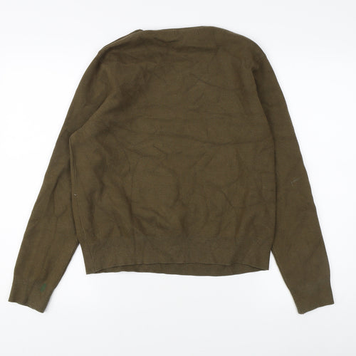 MNG Women's Green Round Neck Jumper Size 8 with Buttons