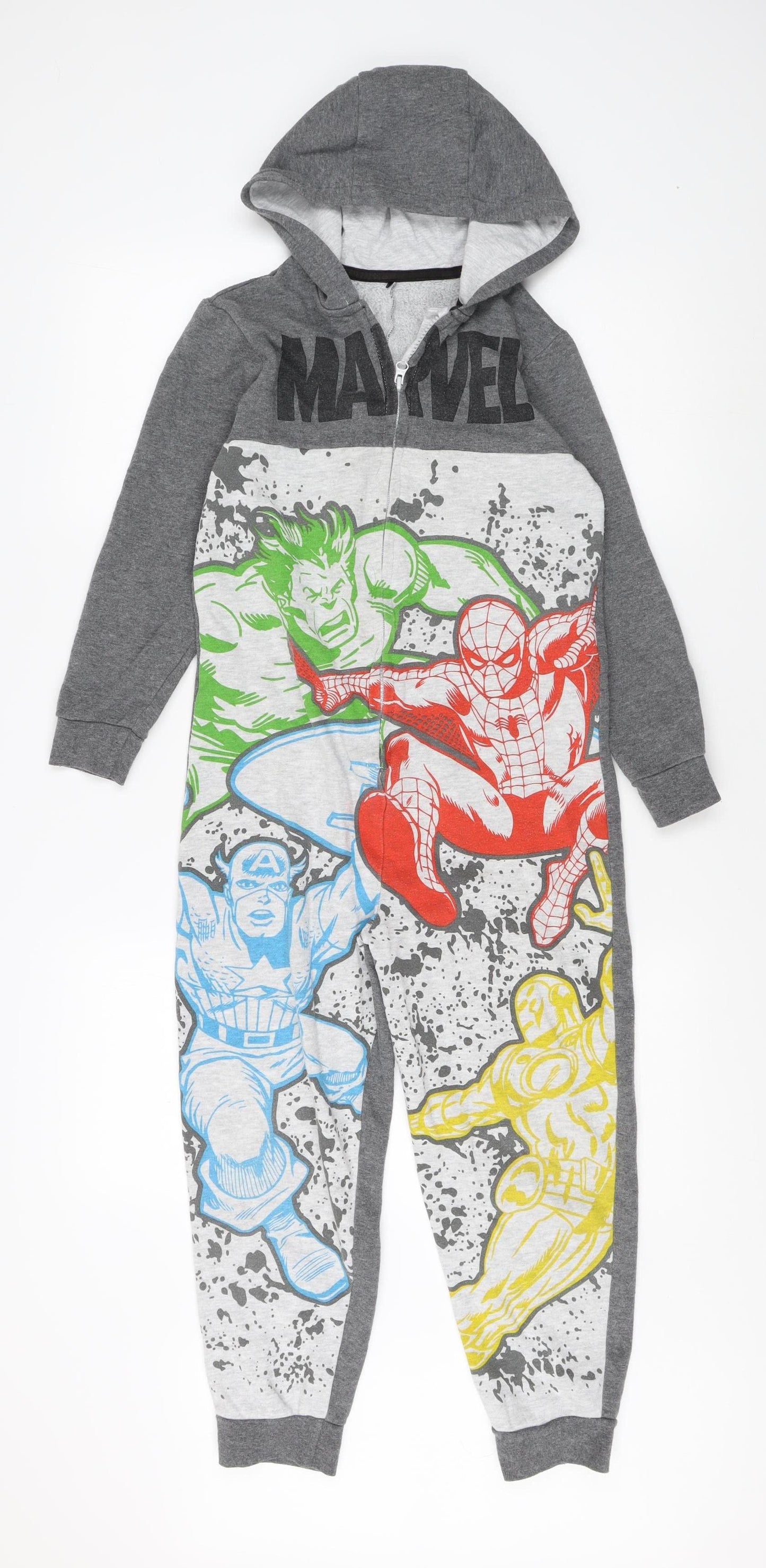 Marvel Boys Grey Superhero Onesie 9-10 Years Hooded Zip