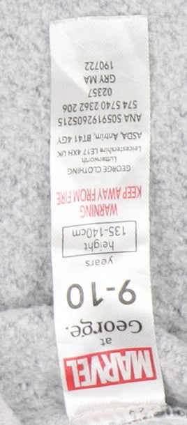 Marvel Boys Grey Superhero Onesie 9-10 Years Hooded Zip