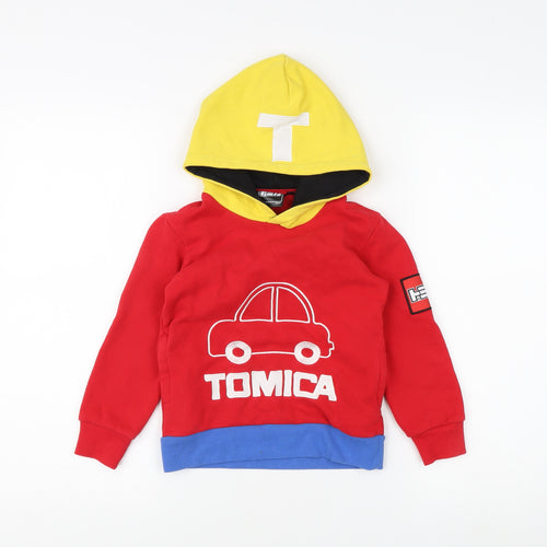 Tomica Boys Red Pullover Hoodie, Cars Graphic, 3 Years