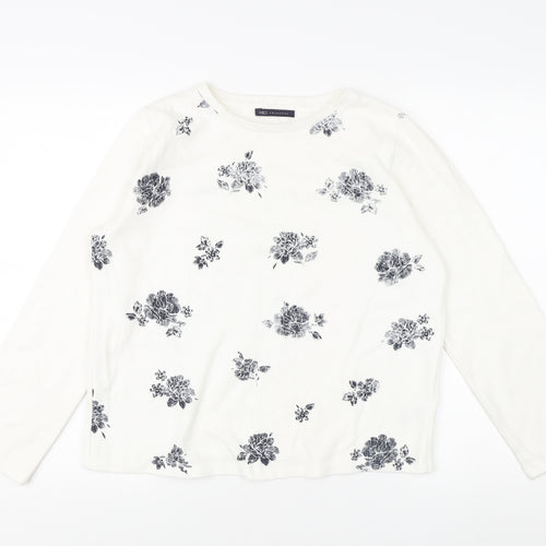 Marks and Spencer Women's Ivory Floral Jumper Size 10