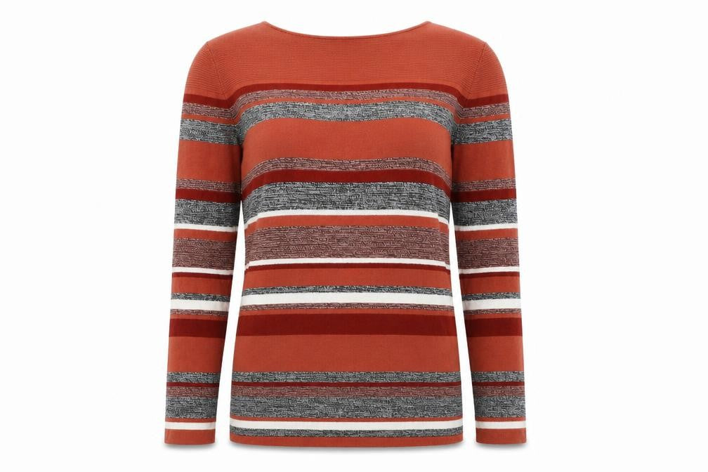 Front view of ISLE Women's Multicoloured Striped jumper S