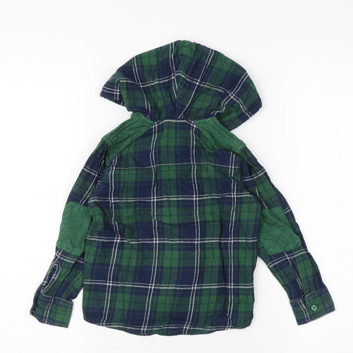 JCB Boys Green Plaid Full Zip Hoodie, 3-4 Years, Cotton