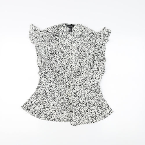 New Look Women’s Floral Blouse, White, Size 12, Casual Chic