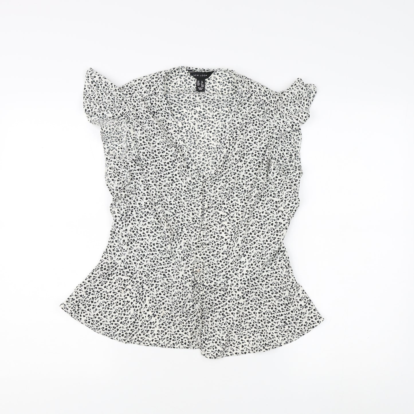 New Look Women’s Floral Blouse, White, Size 12, Casual Chic