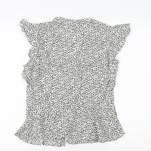 New Look Women’s Floral Blouse, White, Size 12, Casual Chic