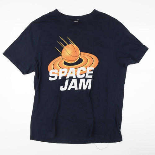 George Men's XL Blue Space Jam T-Shirt, Movie Graphic