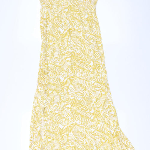 Next Women's Yellow Floral Off-Shoulder Dress Size 10