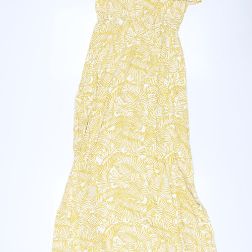 Next Women's Yellow Floral Off-Shoulder Dress Size 10