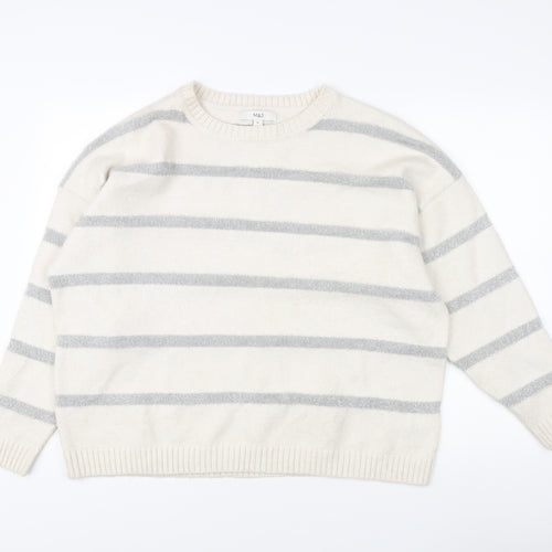 Marks and Spencer Women's XL Ivory Striped Pullover