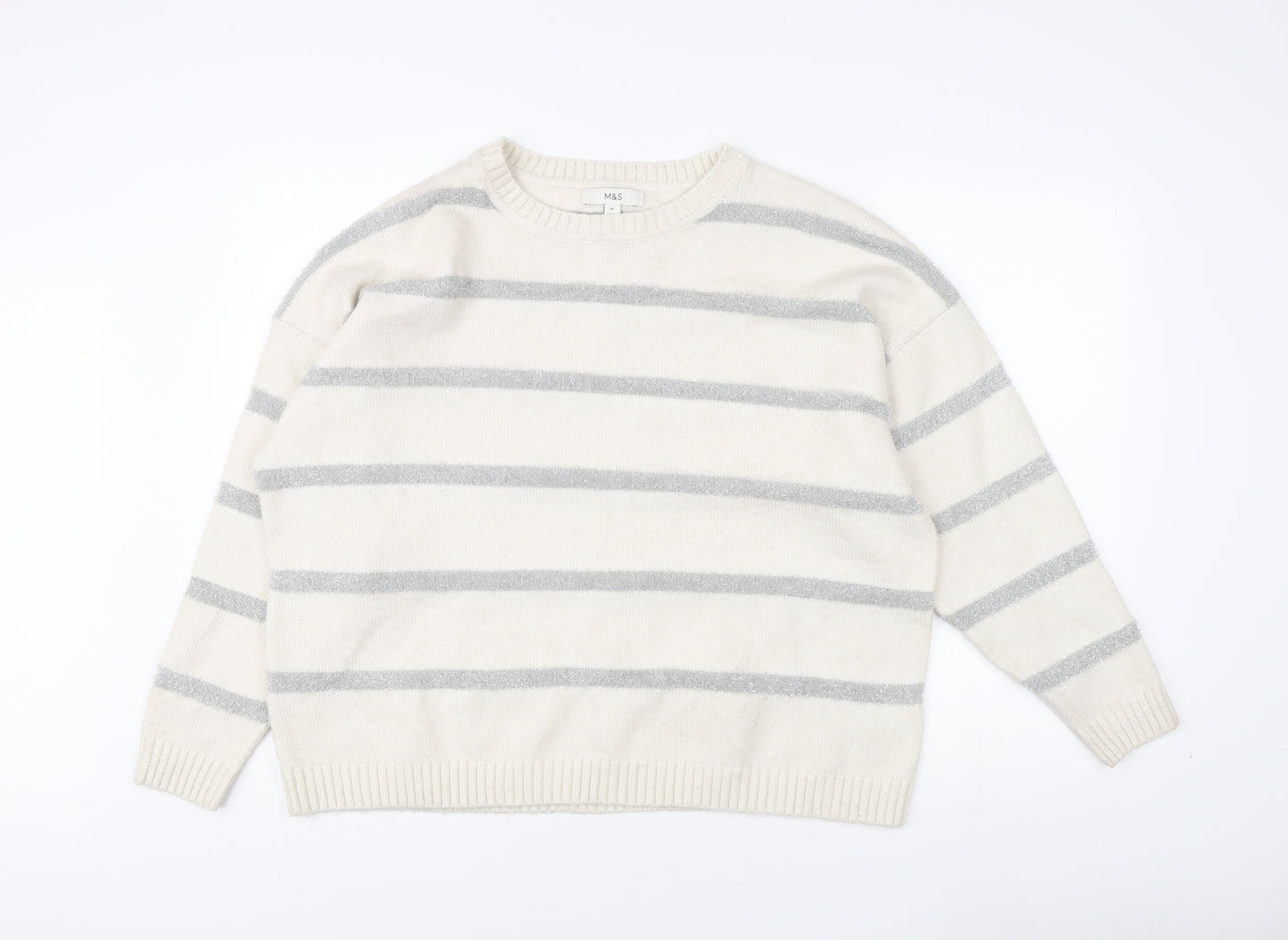 Marks and Spencer Women's XL Ivory Striped Pullover