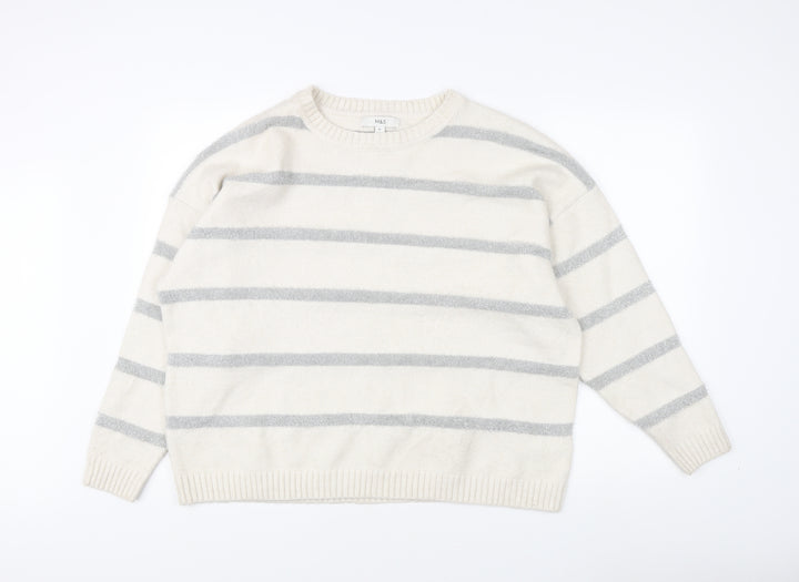 Marks and Spencer Women's XL Ivory Striped Pullover