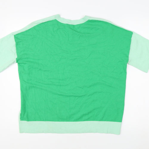 Marks and Spencer Women's Green Pullover V-Neck Jumper Size 14