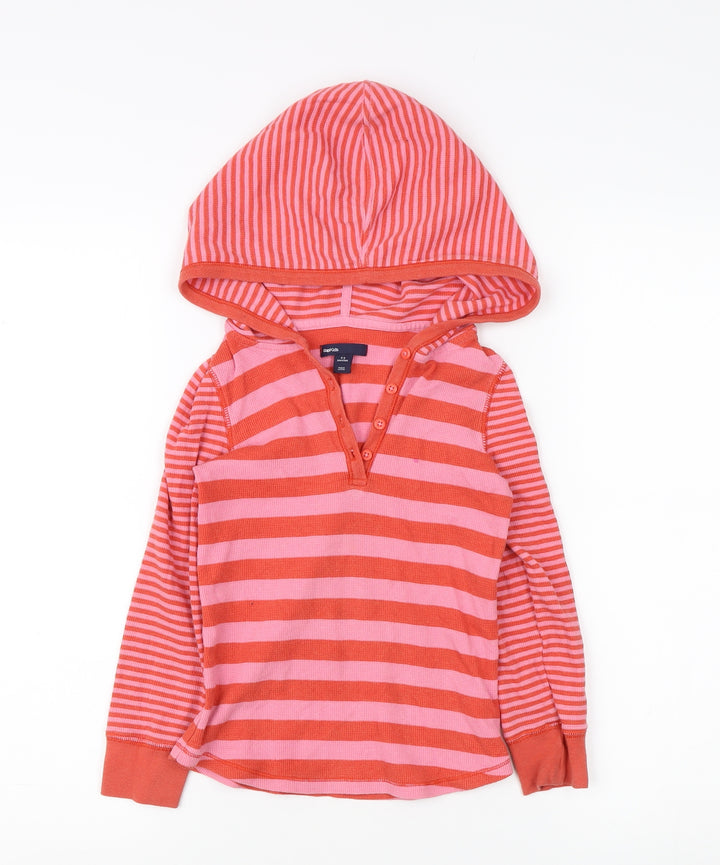 GapKids Girls Red Stripe Henley Hoodie 4-5 Years