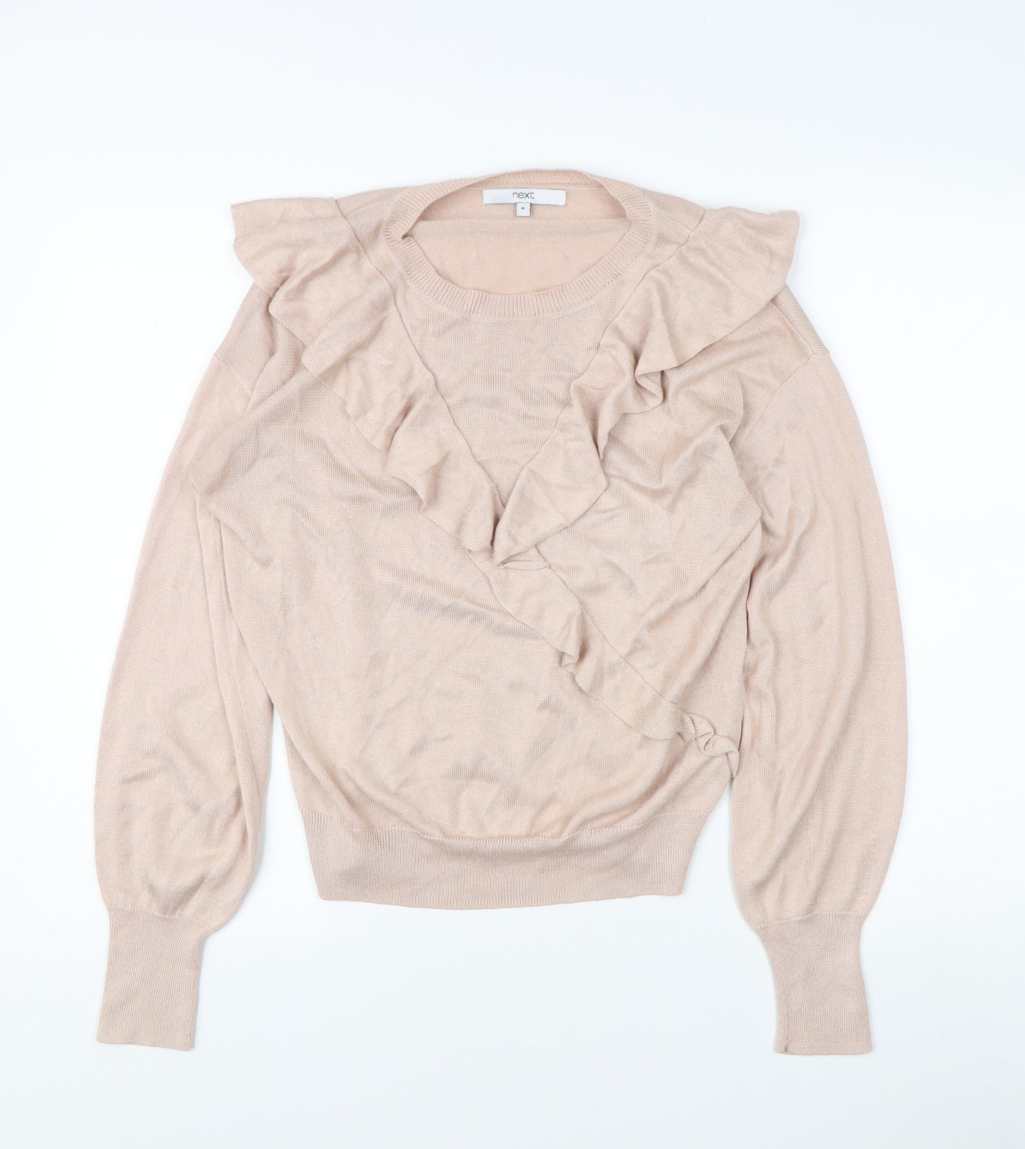 Next Women's Beige Ruffle Pullover Jumper M