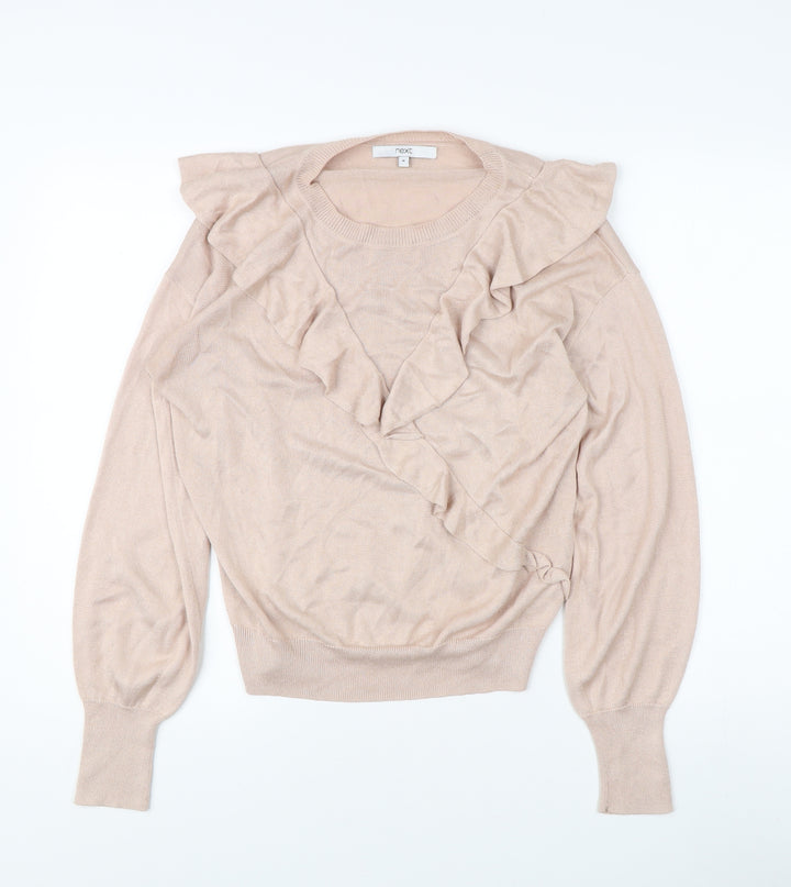 Next Women's Beige Ruffle Pullover Jumper M