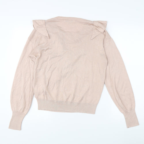 Next Women's Beige Ruffle Pullover Jumper M