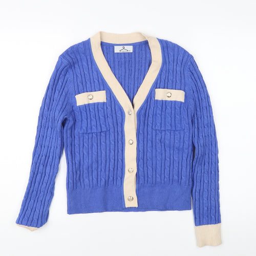 TIRAMISU Women's Blue Cable-Knit Cardigan S/M
