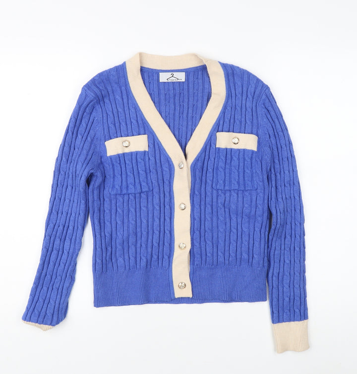 TIRAMISU Women's Blue Cable-Knit Cardigan S/M