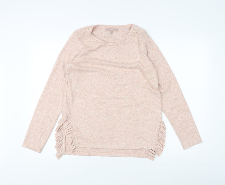 Next Women's Beige Pullover Jumper Size 10 with Ruffle