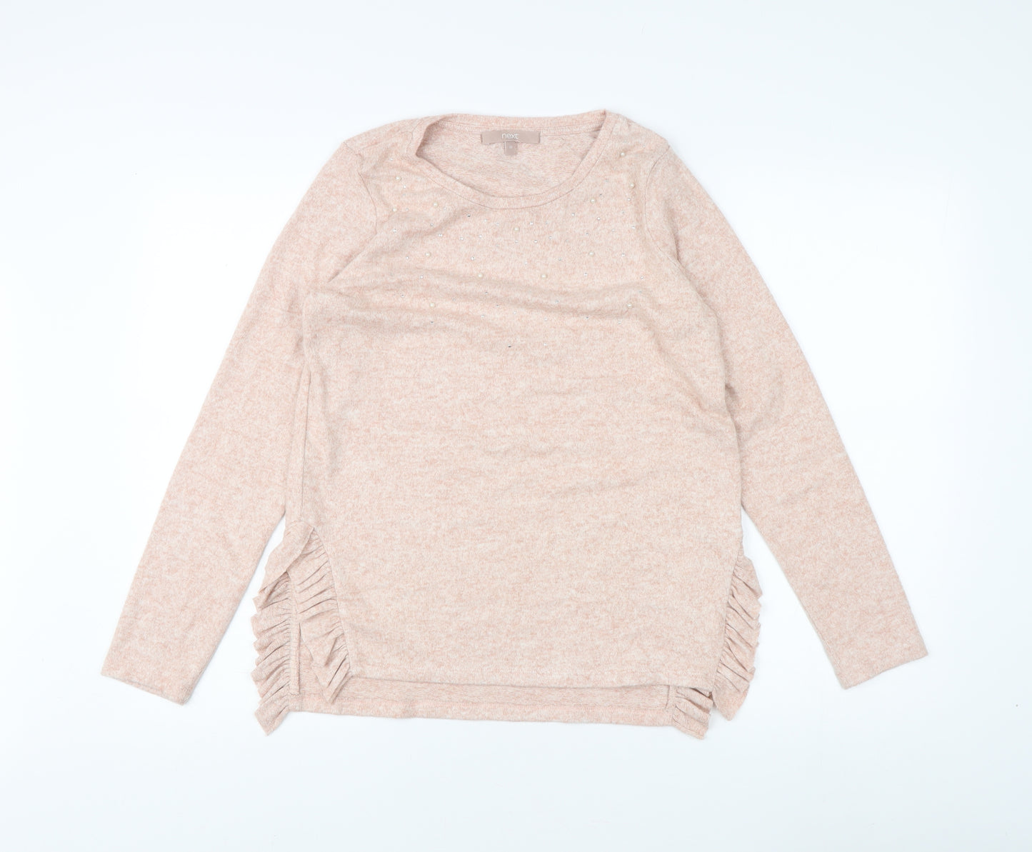 Next Women's Beige Pullover Jumper Size 10 with Ruffle