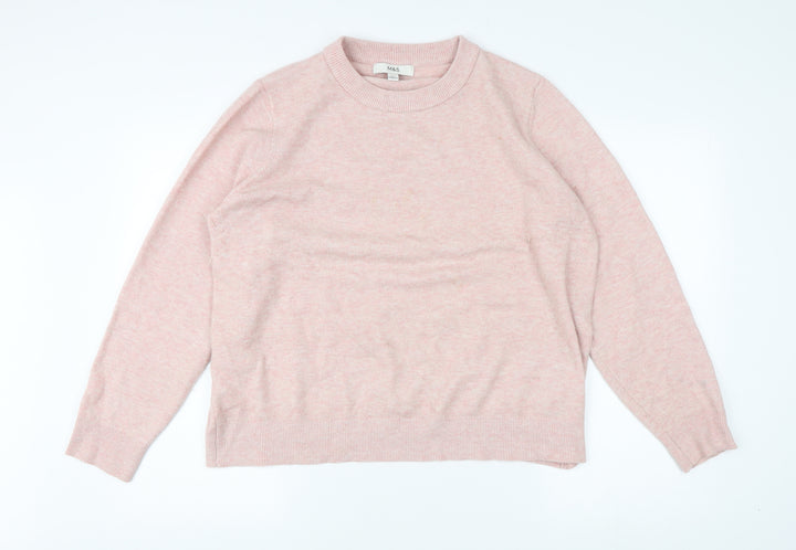 Marks and Spencer Women's Pink Crew Neck Jumper, L