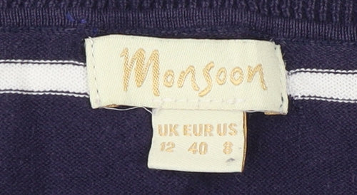 Monsoon Women's Blue Striped Pullover Jumper Size 12