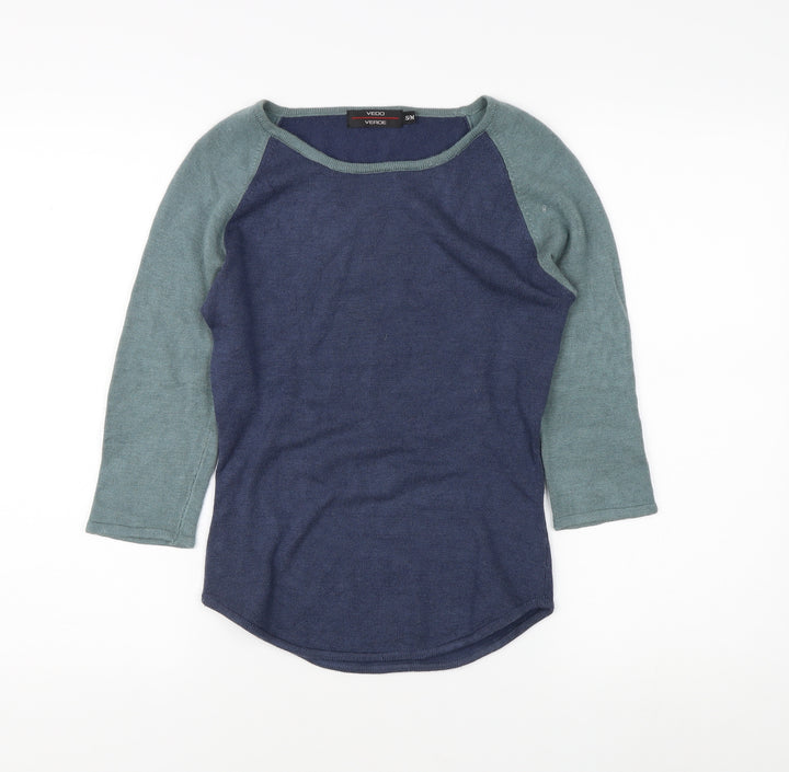 Vedo Verde Women's Blue Green Boat Neck Jumper S/M