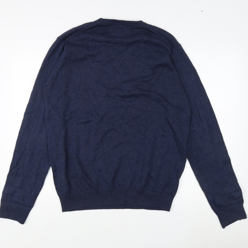 Morley Men's Blue V-Neck Cotton Pullover Jumper L