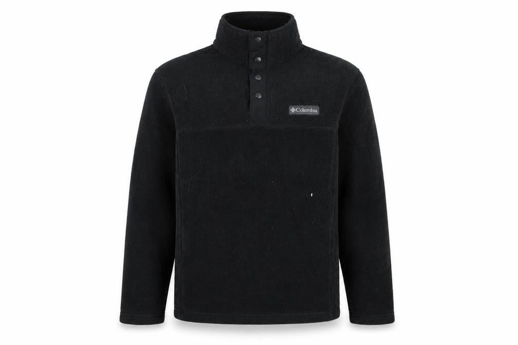 Front view of Columbia Men's Black Fleece Henley Sweatshirt S