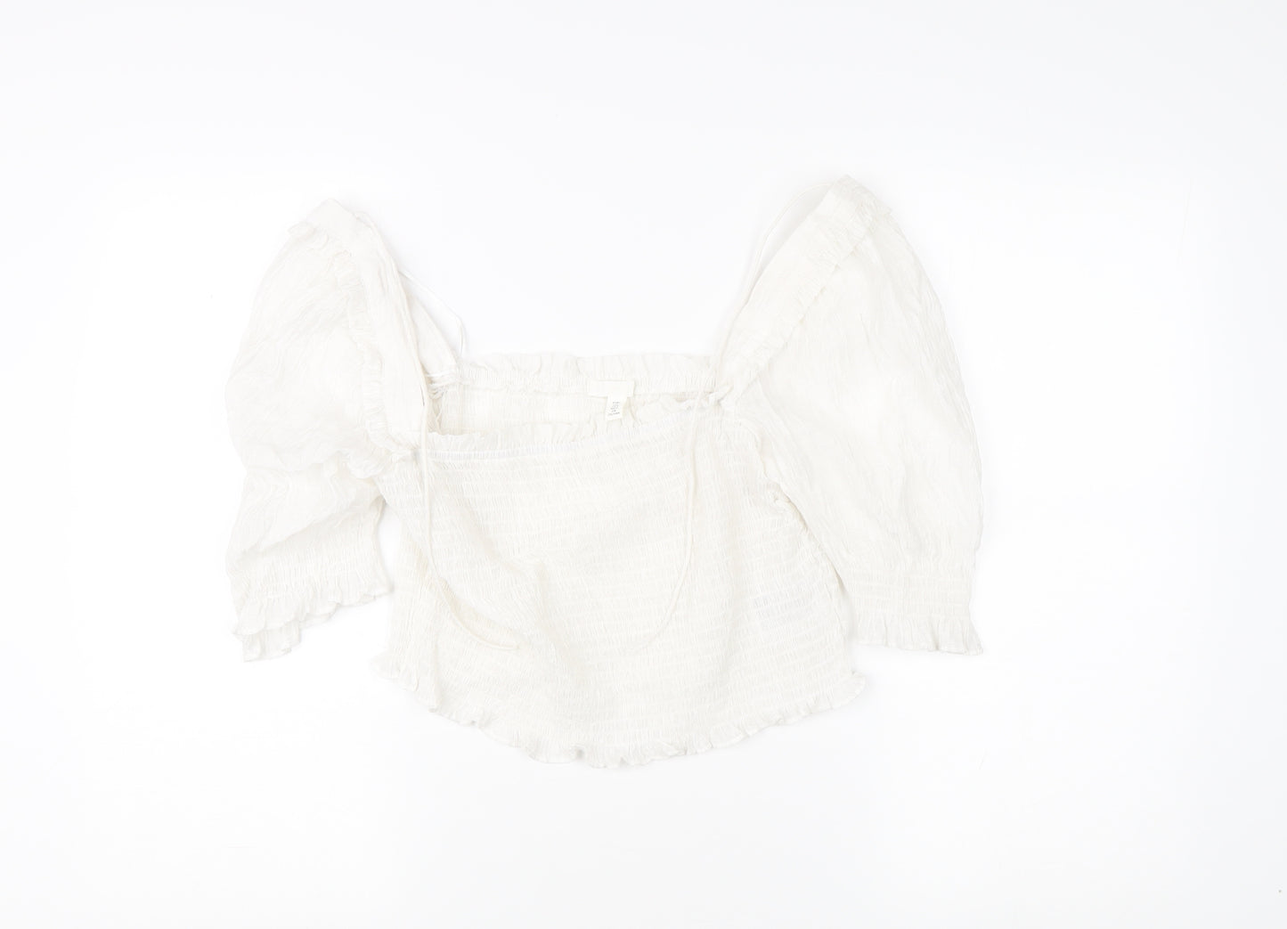 H&M Women's White Blouse, Size L, Square Neck