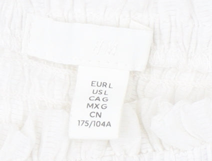 H&M Women's White Blouse, Size L, Square Neck