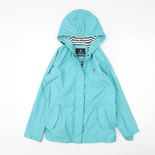 Voile Bleue Teens Blue Hooded Rain Jacket Size 12