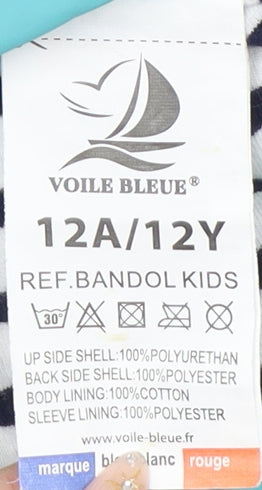 Voile Bleue Teens Blue Hooded Rain Jacket Size 12