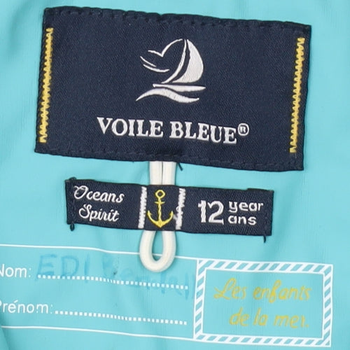 Voile Bleue Teens Blue Hooded Rain Jacket Size 12