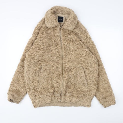 New Look Women's Beige Fleece Jacket UK 6 Casual Full Zip