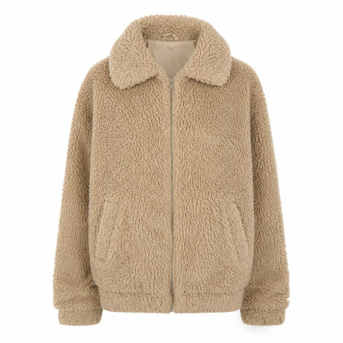 New Look Women's Beige Fleece Jacket UK 6 Casual Full Zip