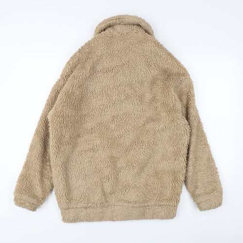 New Look Women's Beige Fleece Jacket UK 6 Casual Full Zip