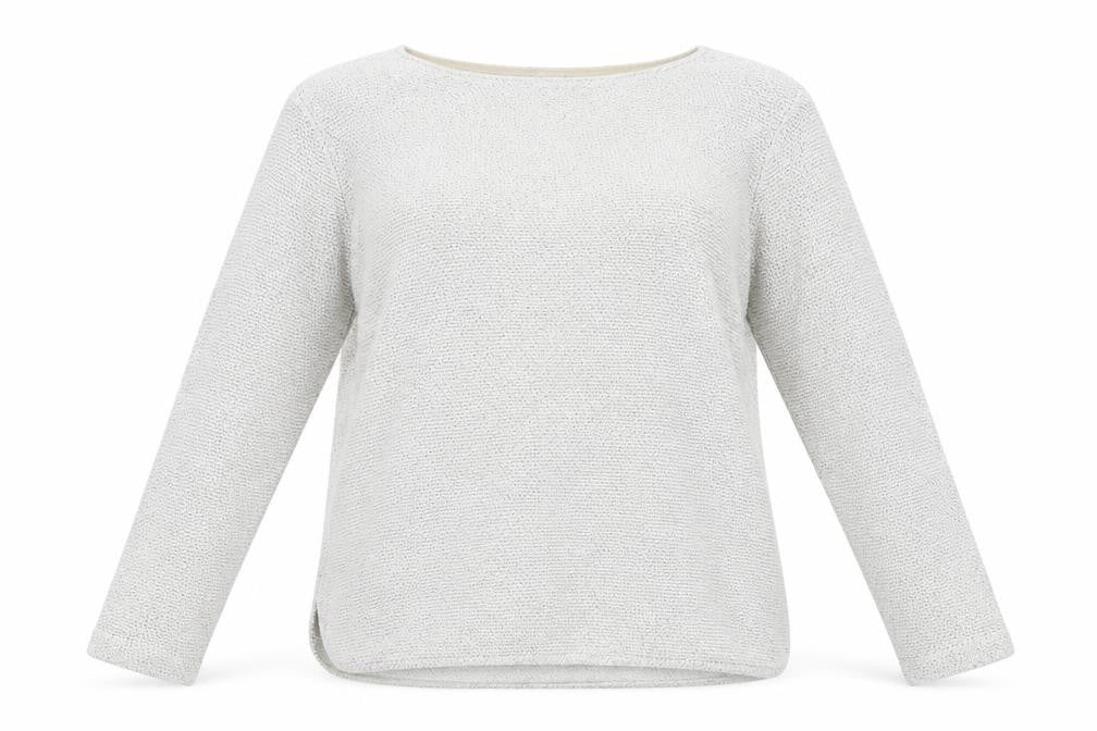 Front view of H&M Women's Ivory L Pullover Crew Neck Jumper