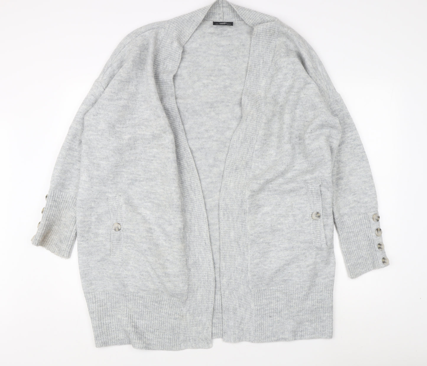 Wallis Women’s Grey Open Front Cardigan M Elegant Knitwear