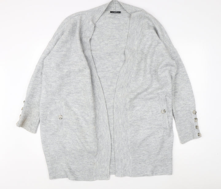 Wallis Women’s Grey Open Front Cardigan M Elegant Knitwear