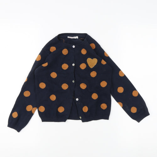 Monoprix Kids Girls Black Polka Dot Cardigan, 6 Years