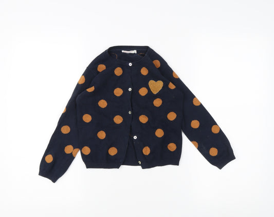 Monoprix Kids Girls Black Polka Dot Cardigan, 6 Years