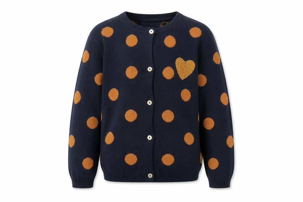 Monoprix Kids Girls Black Polka Dot Cardigan, 6 Years