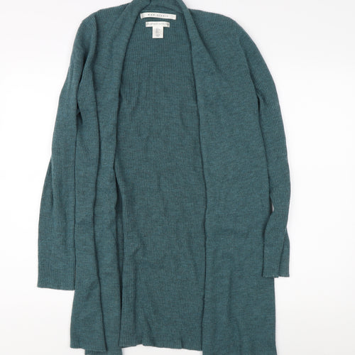 Max Studio Women’s Green Open Front Cardigan, Size L, Merino Wool