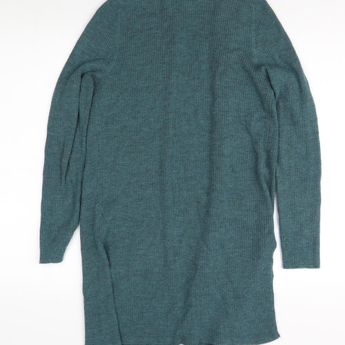 Max Studio Women’s Green Open Front Cardigan, Size L, Merino Wool
