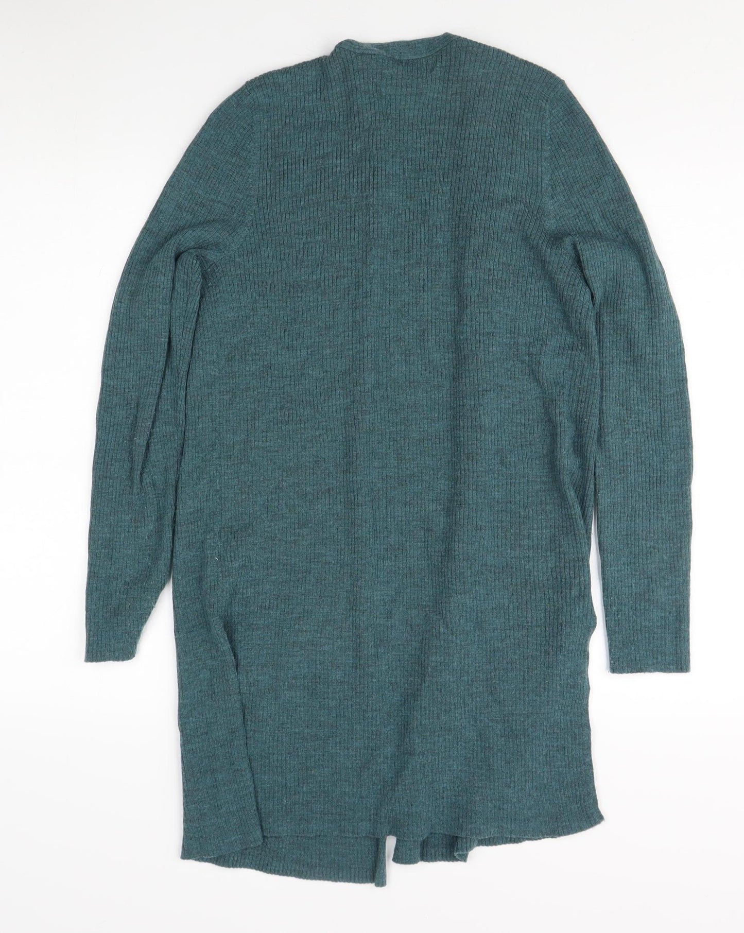 Max Studio Women’s Green Open Front Cardigan, Size L, Merino Wool