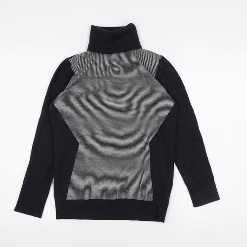 Paraphrase Women's Black XL Striped Roll Neck Pullover